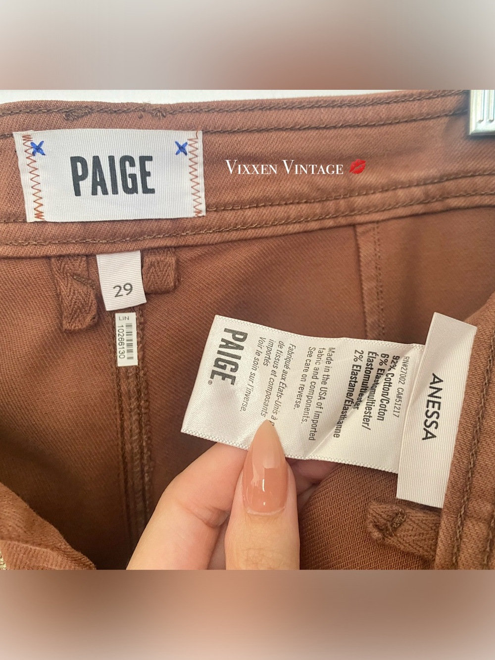 PAIGE HIGH WAISTED SAILOR 'ANESSA 27" WIDE LEG JEANS' IN WARM CAMEL - Picture 4 of 7